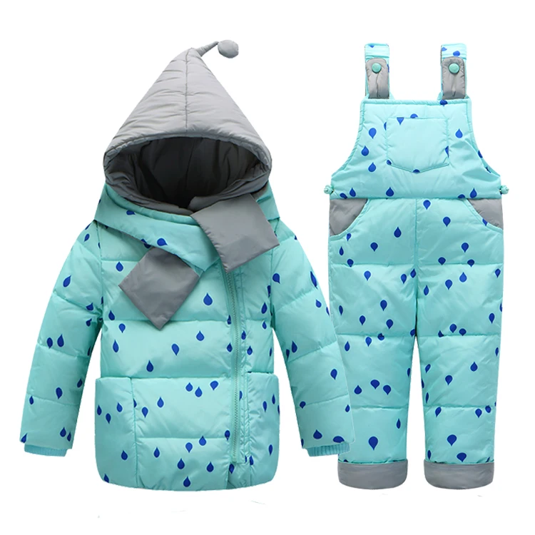 

Baby Girls 2018 Winter Coat and jacket set duck down Parkas suit 2 pieces Snow Outerwear Kids Clothes