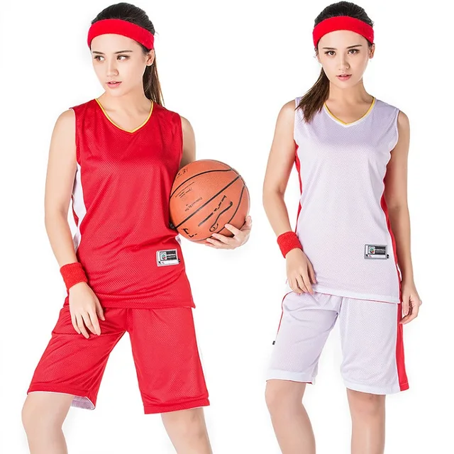Reversible Women Basketball Clothes Team Jersey Set Short Girl Both