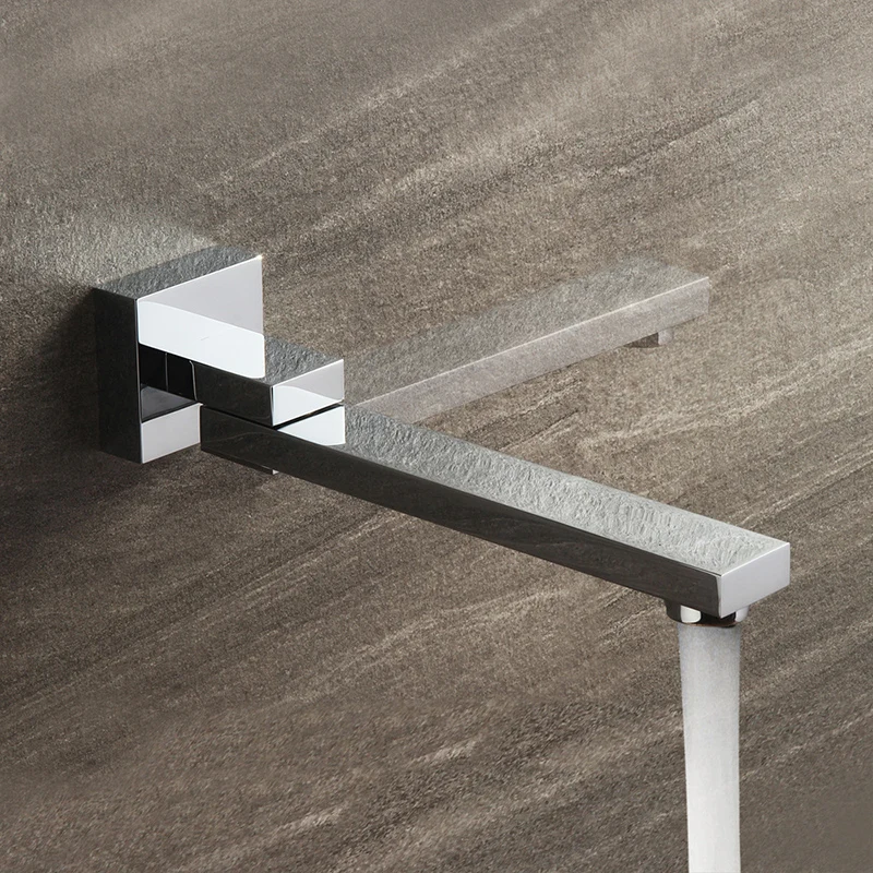 Luxury Solid Brass Bibcocks Black Finish Wall Mounted Faucet Replacement Parts Square Chrome Bath Tub Taps Shower Faucets Spout