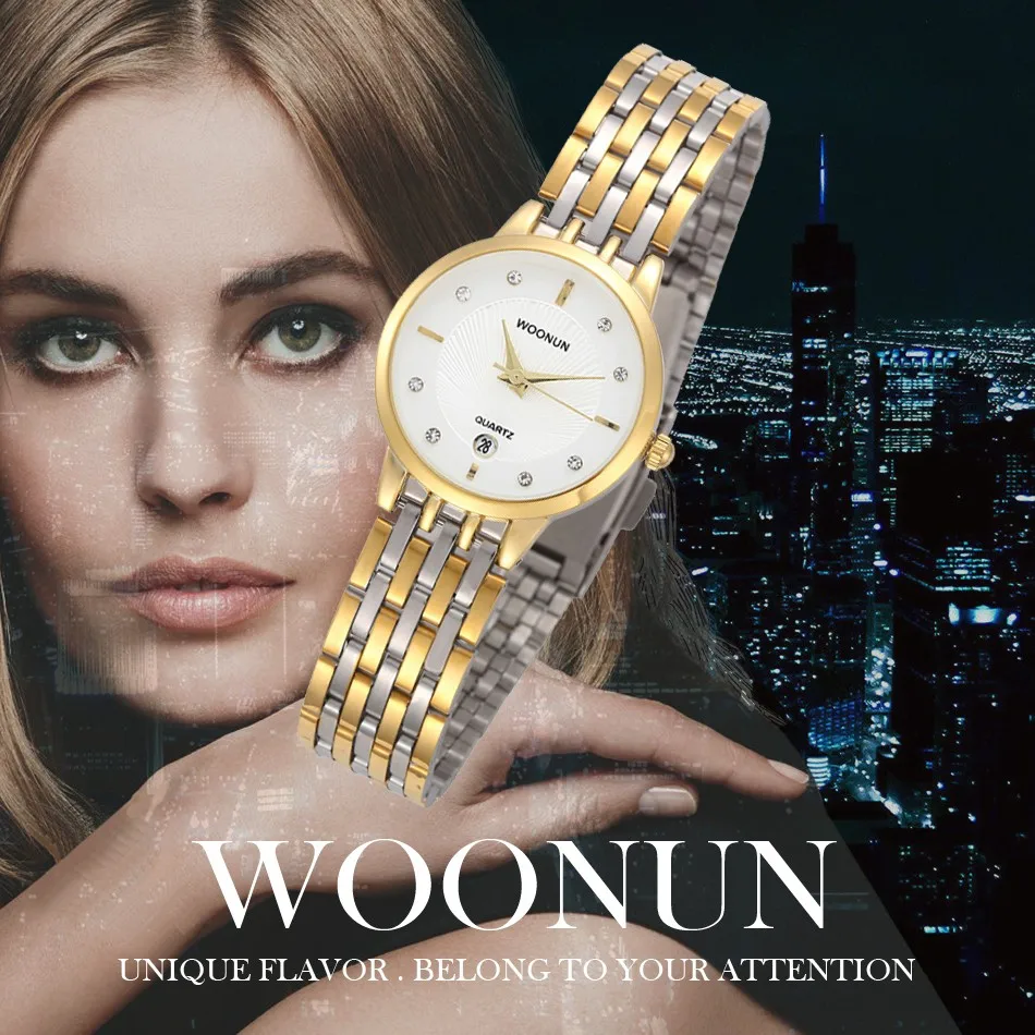WOONUN Элитный бренд нержавеющая сталь парные кварцевые часы для любителей моды для мужчин женщин ультра тонкий часы водостойкий