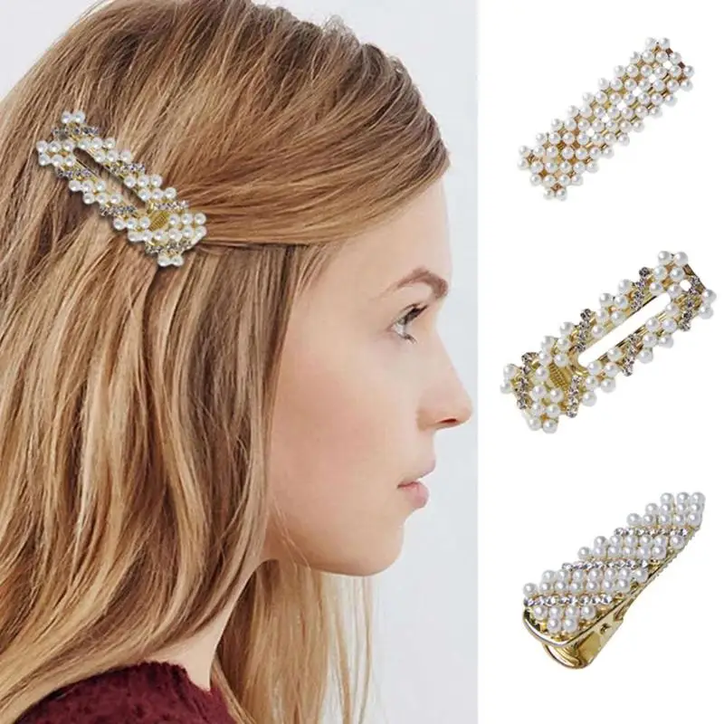 

Fashion Pearl Hair Clip for Women Elegant Korean Design Snap Barrette Stick Hairpin Sweet Drops Hair Styling Accessories