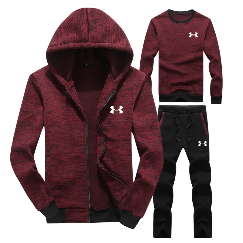 

Hot Sale Under Armour Men Winter warm Jacket Athletic Training Hombre Gym Sports Suits 3 Pieces Jacket+sweatshirt+Pants M-4XL