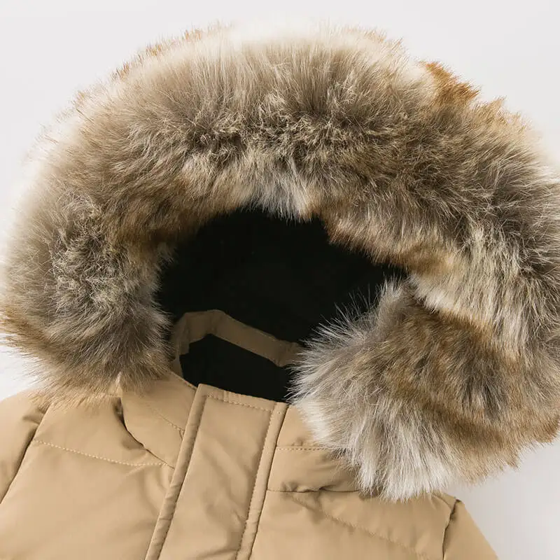 DB8855 dave bella winter baby boys down jacket children white duck down padded coat kids hooded outerwear with big fur
