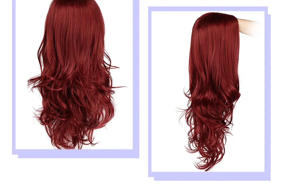 Длинные красные волнистые синтетические парики для черных/белых женщин высокая плотность температура волос Glueless волна косплей волос парик AISI волос