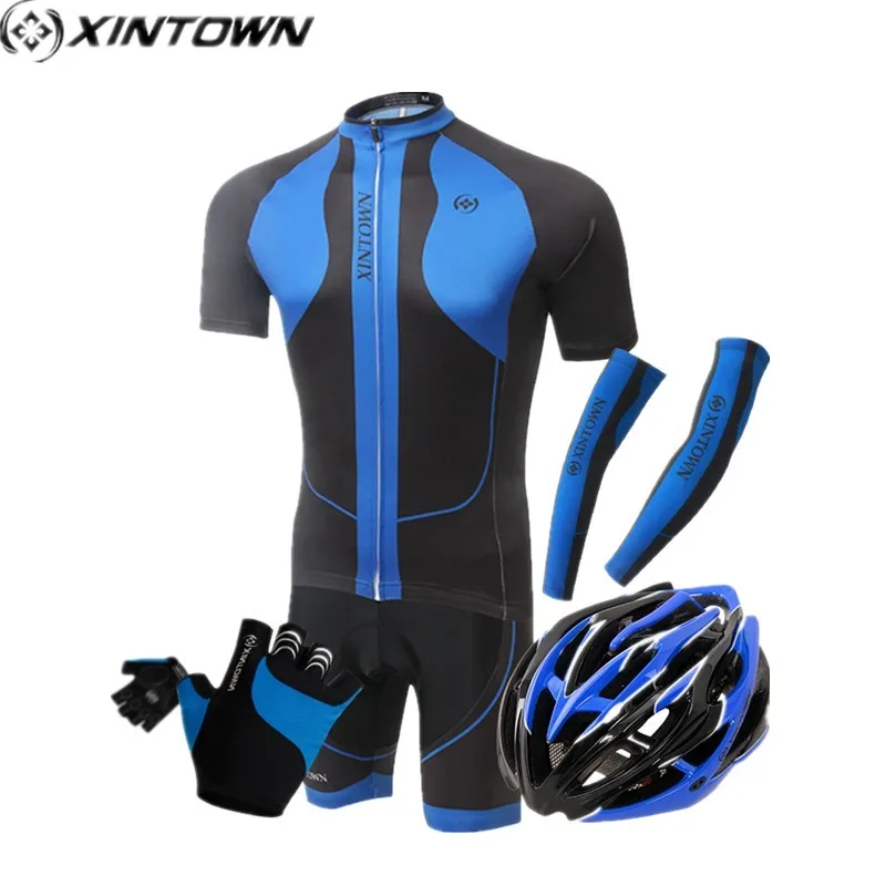 

XINTOWN Dragon Elephant Men Cycling Set Ropa Ciclismo Outdoor Sports Cycling Helmet gloves Cuff Breathable Quick Dry Polyester