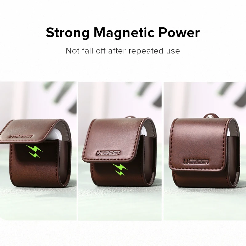 Ugreen Case For AirPods 2 1 Case Leather Earphones Accessories Anti-lost Rope Protective Headphone Cover For Apple Air Pods Case