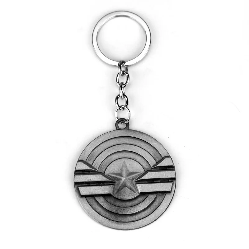 

Movie The Avengers 4 Captain America Keychain Pentagram round Keyring Pendant Jewelry Accessories