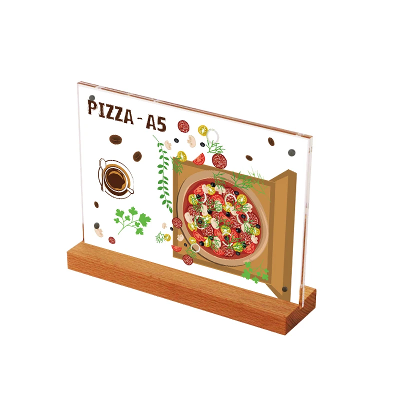A5 Wooden Label Frames Base Price Tag Desk Sign Banner Display