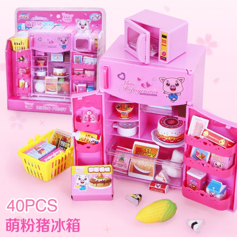 

Mini furniture Toy Pink Pig Girl Pretend Toys Washer Refrigerator Life Child Boy girl birthday present gift Kitchen cosplay