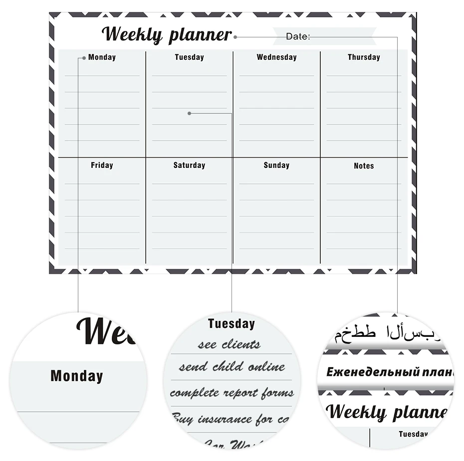 Adesivo para Fazer Calendário Magnético Diário Semanal Planejador Lista Organizador Apagável Desenho Placa Personalizado Idioma Geladeira Adesivos 2020 5 Brinquedos e hobbies