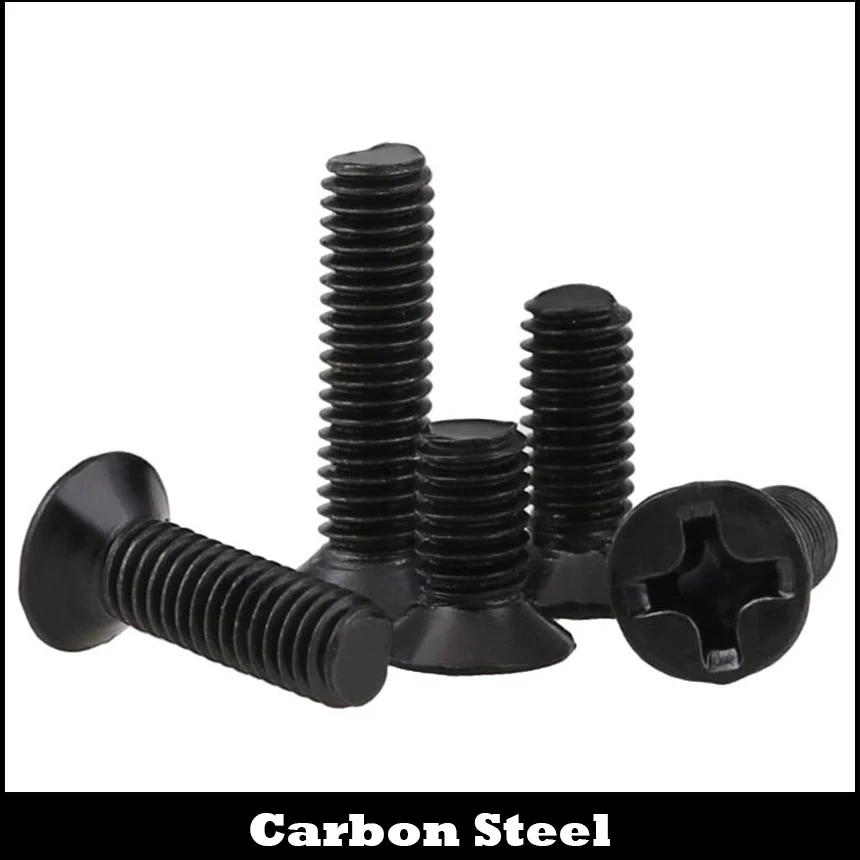 

M2.5 M2.5*4/5/6/8 M2.5x4/5/6/8 Black Carbon Steel DIN965 Philips Cross Recessed CSK Countersunk Flat Head KM Micro Machine Screw