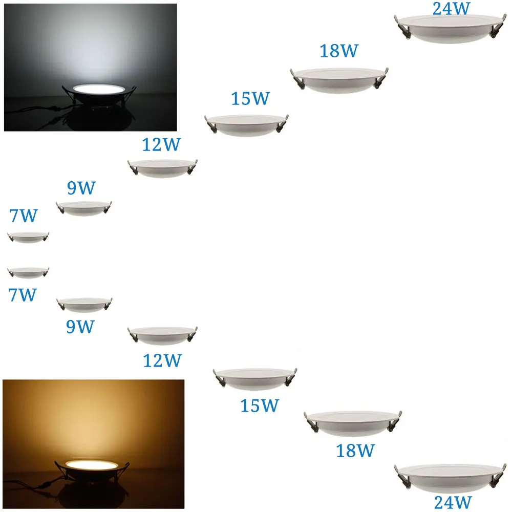 

(5pcs/lot ) Led Panel Lighting 7W/9W/12W/15W/18W/24W AC85-265V Warm White/White Ceiling Light Indoor Lighting