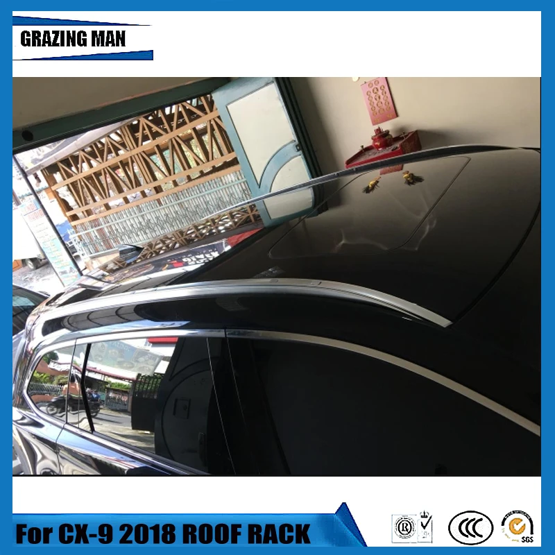 سبائك الألومنيوم رف سقف سيارة القضبان حامل الحقائب الأمتعة الصليب بار لمازدا CX9 CX-9 2018 18