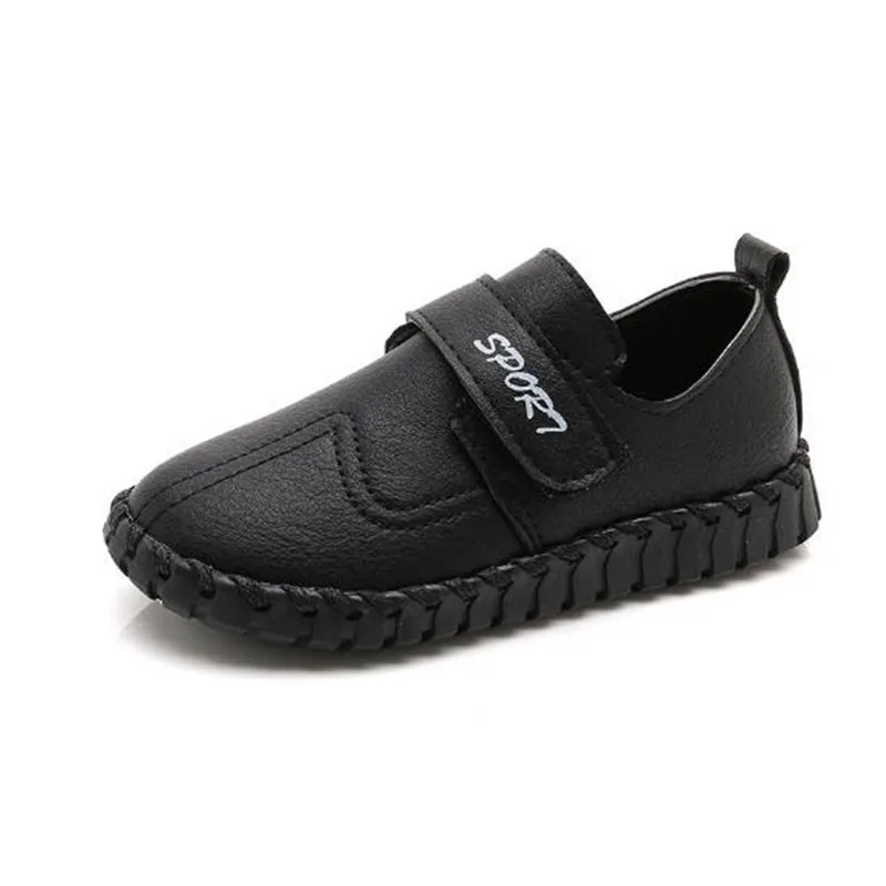 Дышащая черная обувь для мальчиков; Детские кроссовки в британском стиле из искусственной кожи для выступлений; кроссовки в стиле кэжуал; Прямая - Цвет: black 2