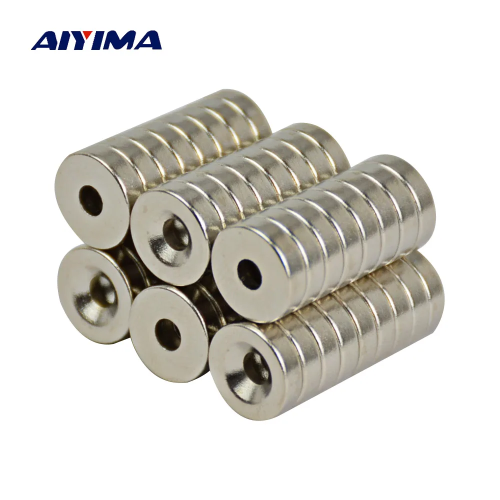 

AIYIMA 50Pcs Super Powerful Strong Rare Earth Small Round NdFeB Neodymium Disc Magnets Dia 15mm x 4mm Hole 4.2mm NdFeB Magnet