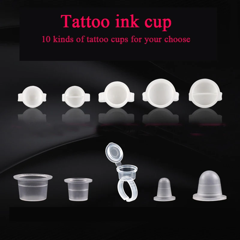 

Tattoo Ink Cup Professional Permanent Makeup Supplies Plastic Disposable Microblading Tools Ring Cup Holder for Eyebrow Pigment