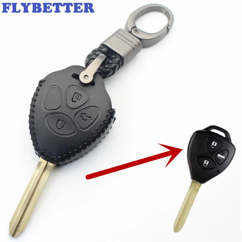 Чехол для ключей FLYBETTER из натуральной кожи с тремя кнопками Toyota