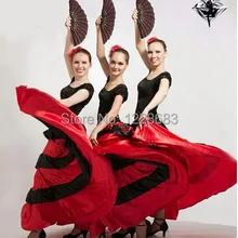 Испания Танцы черный, Красный Бальные, фламенко платья для Для женщин девочек Bailar танцевальные костюмы фламенко
