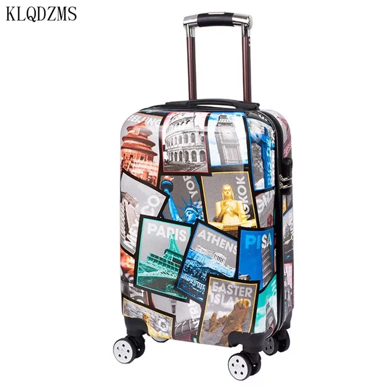 KLQDZMS модный чемодан на колесиках ABS+ PC rolling багаж Спиннер с замком женский Дорожный чемодан на колесах