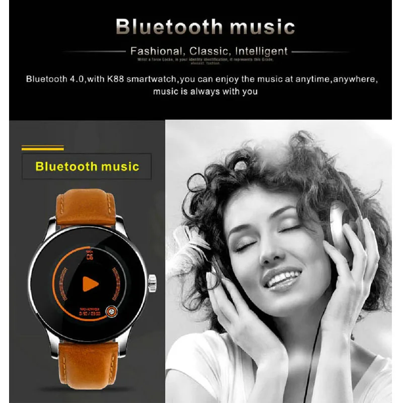 Greentiger K88H Bluetooth Smart Watch Heart Rate Monitor Fitness Tracker Smartwatch Sport Smart Bracelet For Android IOS