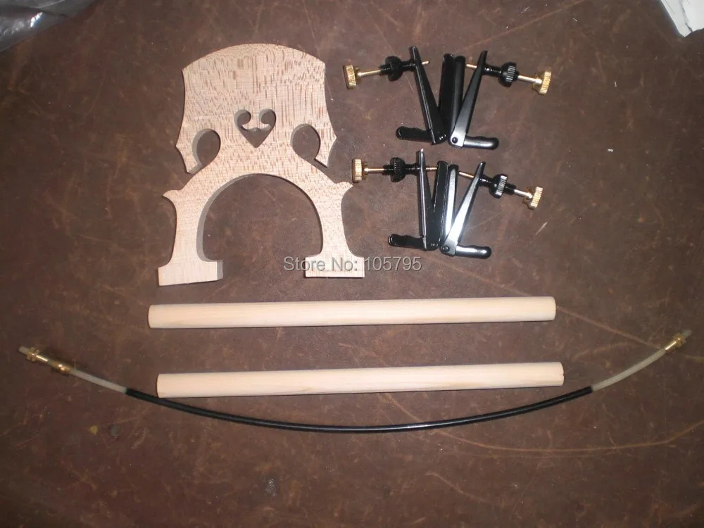 

1 PC French Style Cello Bridge 4/4 with 4 PCs cello fine tuner and cello tail gut and 2 pcs cello sound post 11mm*18.5cm