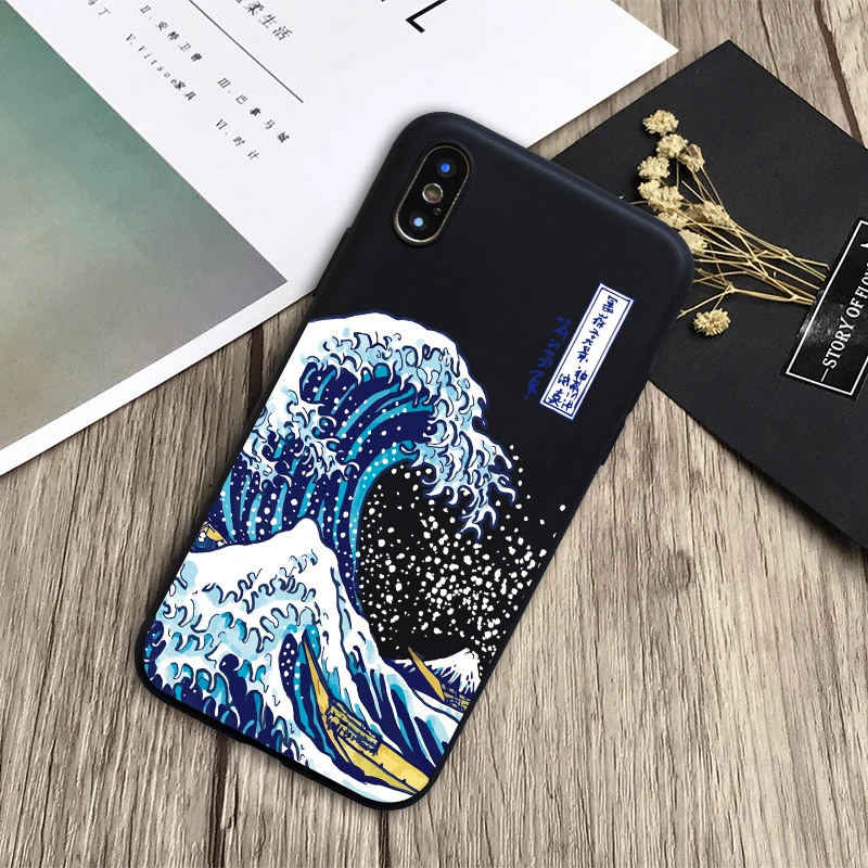 

for iphone X XS case The Big Wave of kanagawa Back Cover Soft Phone Case Fundas For iPhone 5 5s SE 6 7 8 Plus XR XSMAX cover