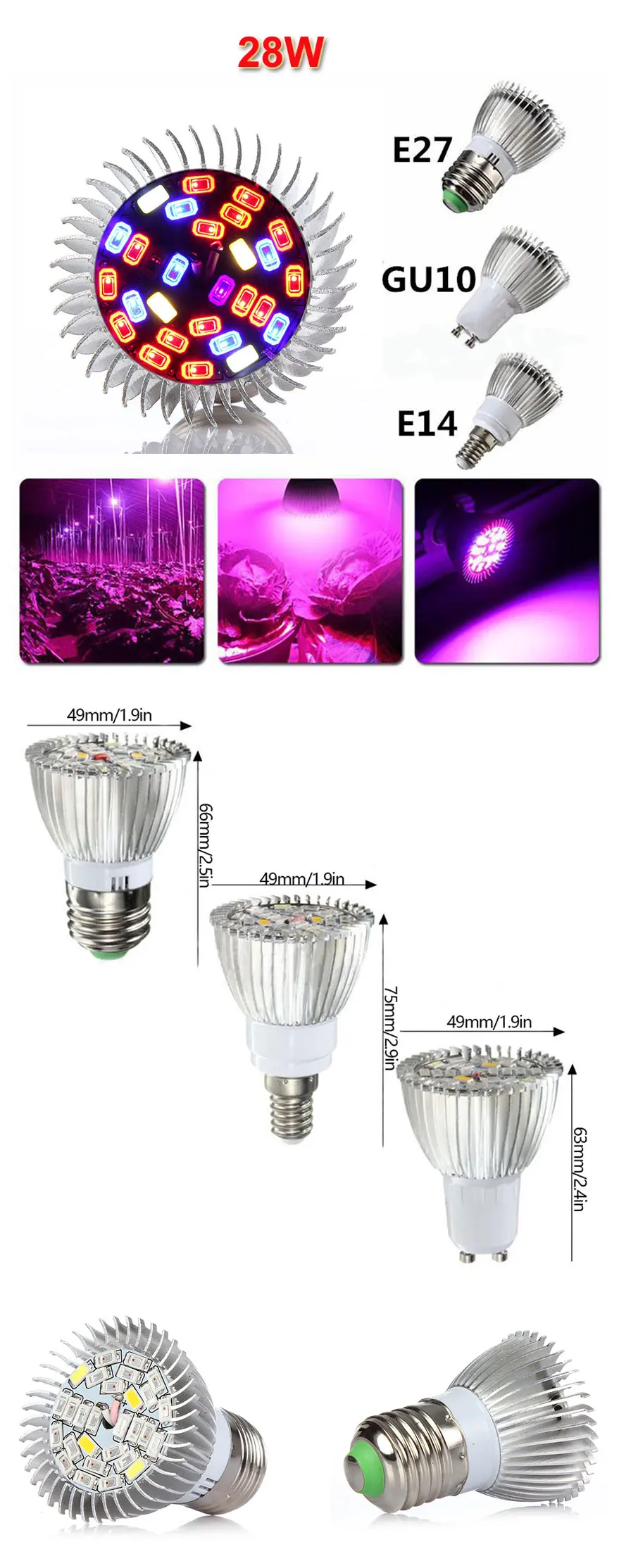 Дешевый 18 W 28 W светодиодный светать полный спектр E27 E14 GU10 Мини светодиодный комнатные для выращивания лампы для растения, овощи гидропоники