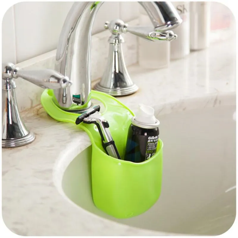 الإبداعية للطي شنقا البلاستيك الحمام المطبخ أداة صندوق تخزين سيليكون تخزين بالوعة رفوف أكياس