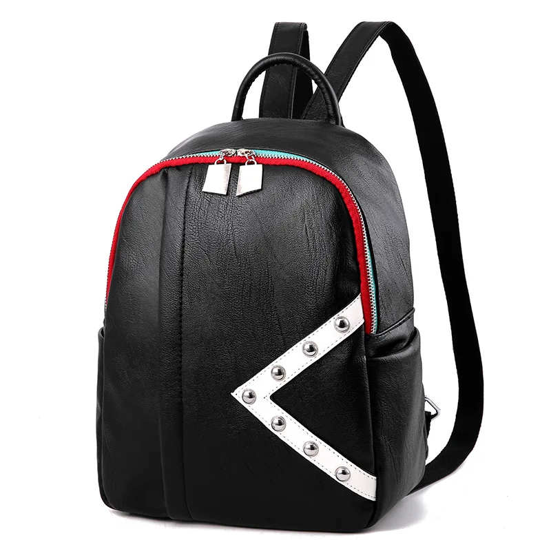 

new fashion women's shoes backpack for adolescent girls high quality designer pu black stylish women backpacks backpack female