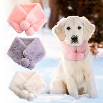 

Winter Warm Pet Dog Cat Scarf Collar For Small Medium Dogs Soft Dog Neckchief Bow Tie Pet Accessories Pink White Gray