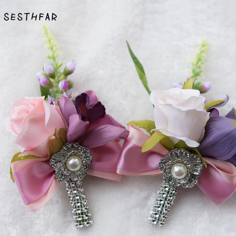 

Wedding Prom Boutonniere Flower Brooch Groom Bridesmaid Groomsmen Wrist Flowers Hand Corsage Witness Boutonniere
