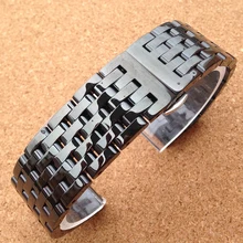 Черный металлический ремешок для часов водонепроницаемые часы ремешок Размер 20 мм 22 мм для бренда мужские часы общий прямой конец