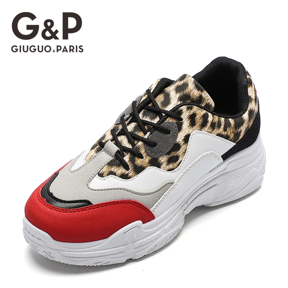 

Sneakers Leopard Women 2019 Spring Autumn Ladies Shoes with Soft PU Leather 4.5CM Flats Thick Sole