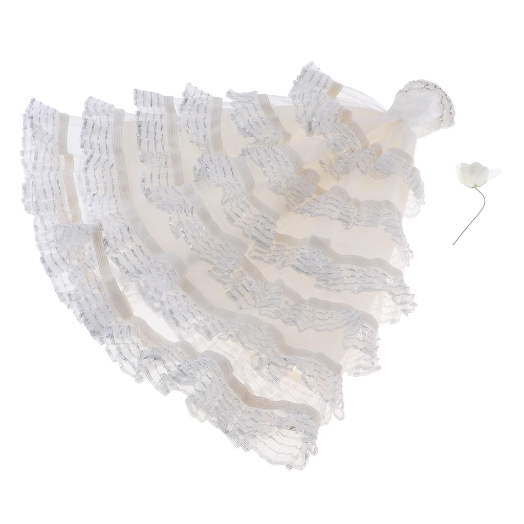 

Doll Dress For 1/6 Dolls, White Floor Length With Veil Princess Bridal Wedding Dress Evening Party Dress