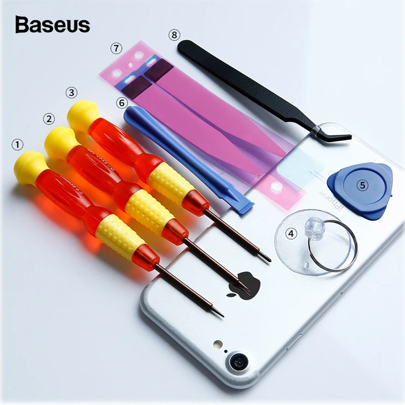 

Baseus 8 in 1 Mobile Phone Battery Repair Tools Kit for iPhone 8 7 6 6s 5 Battery Replacement Accessory Bundle Repair Tool Set