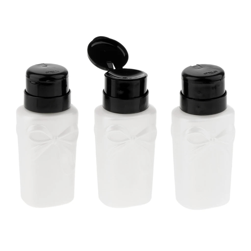 3 Pieces 230ml Nail Polish Remover Pump Dispensers Empty Plastic Bottle Cosmetic Empty Liquid Bottle Container