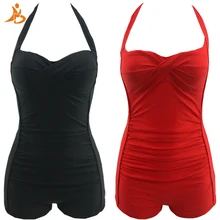 Слитный купальник, женский купальник, Одноцветный, пляжная одежда, купальники с эффектом пуш-ап, боди, Винтаж, сексуальный, складной, летний купальник, S-3XL