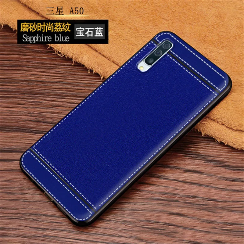 Чехол для Samsung Galaxy A50 ударопрочный кожаный мягкий силиконовый чехол с рисунком A 50