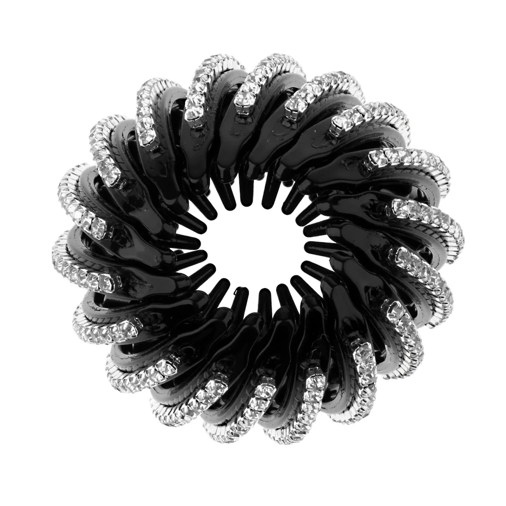 Elegant Lady Plastic Full Crystal Hair Updo Clip Bun Maker Wedding Prom Styling Tool