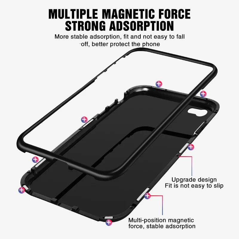 Magnetic Adsorption Metal Case For On iPhone X XR XS MAX Back Magnet Cover For iPhone 6 6s 7 8 Plus Full Protection Case Coque