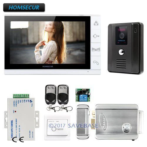 

HOMSECUR 9" Video Door Phone Intercom System with Black Camera + IR Night Vision 1C1M for Apartment