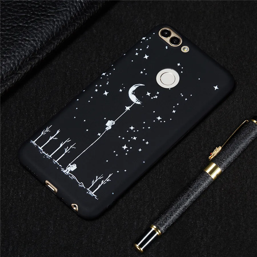 Умный чехол для huawei P Smart fig lx1 силиконовый 5 65 дюйма с рисунком кошки собаки и Луны