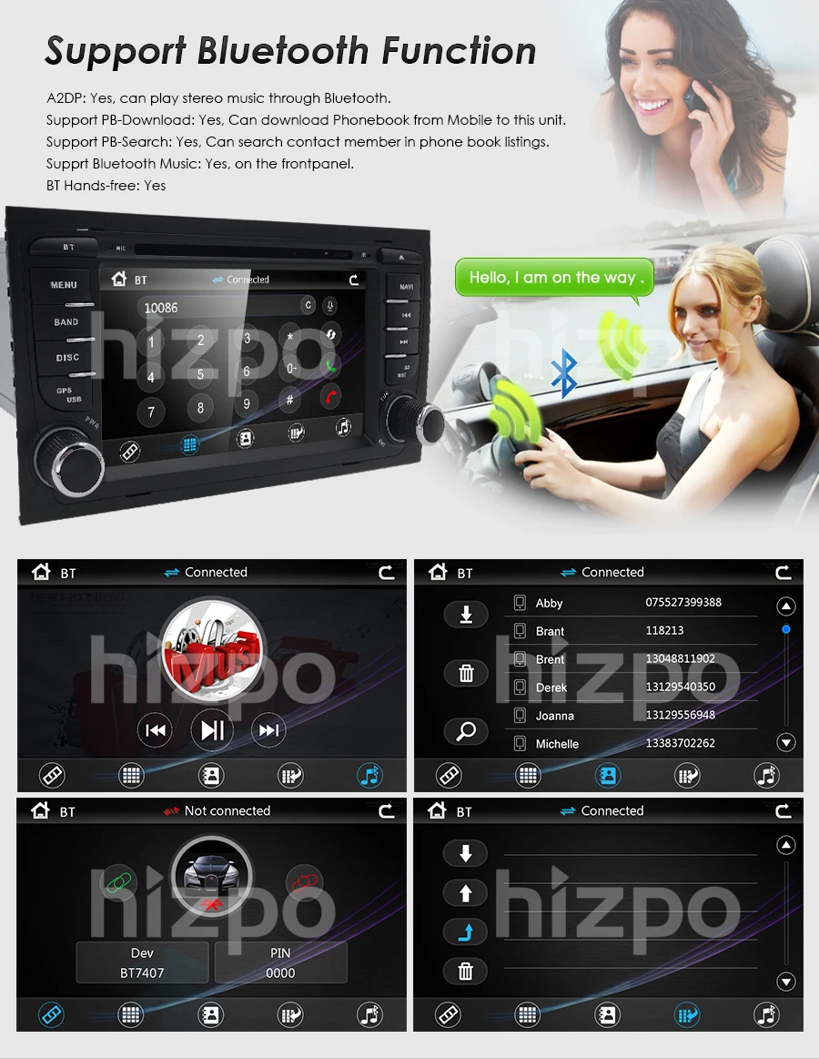 Flash Deal HIZPO 7 Inch Touch screen Car DVD player for Audi A4 B6 2000-2006 year RS4 Seat Exeo GPS navigation BT DVR  Free camera Map card 4