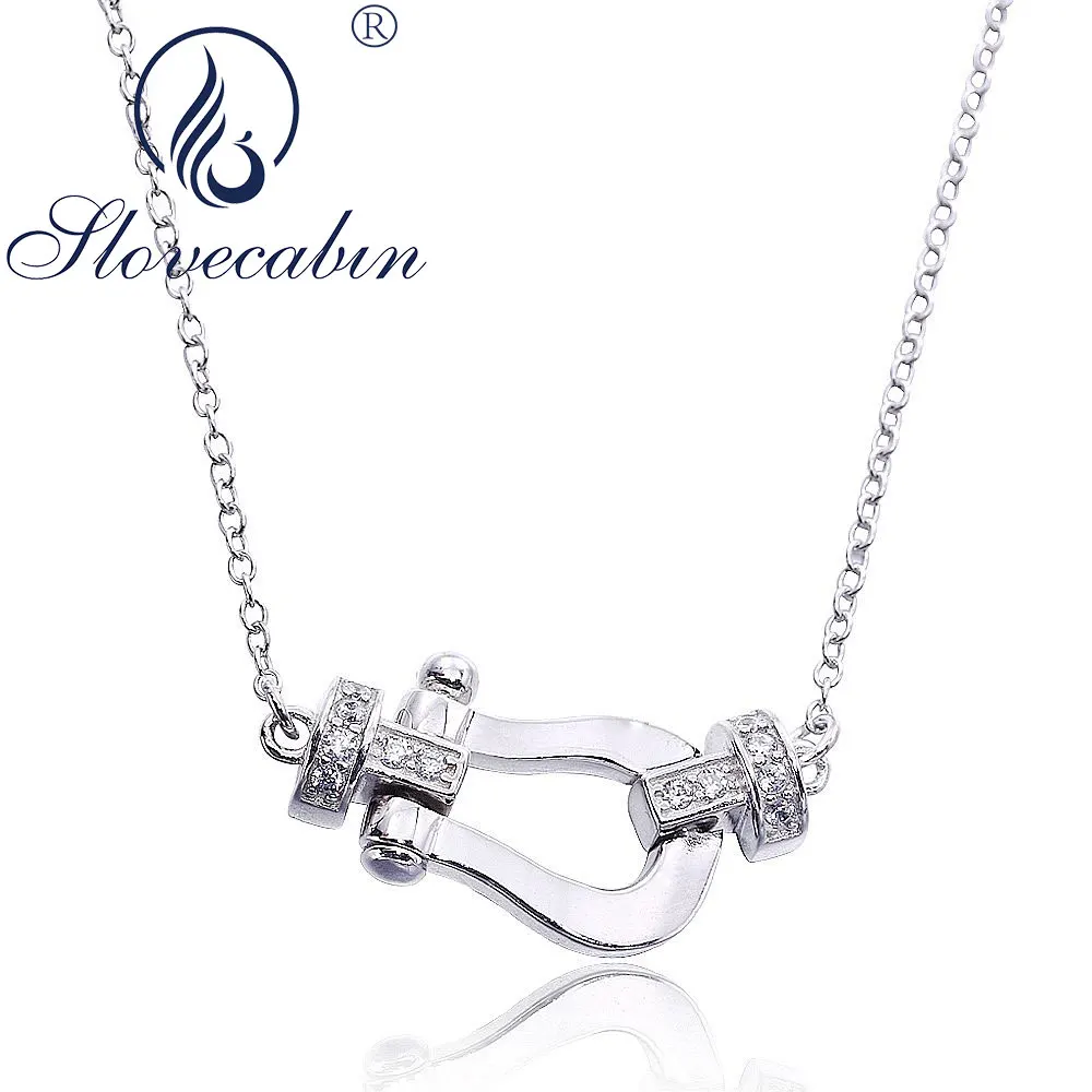 

Slovecabin Real 100% 925 Sterling Silver Buckle Pendant Necklaces For Women High Quality Long Choker Collier Femme Necklaces