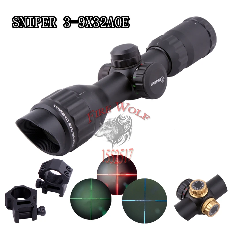 

SNIPER 3-9X32AOL Mil Dot Air Rifle Gun Deer Night Vision Hunting Scope Telescopic Sight Riflescope With 20mm/11mm Rail Mount