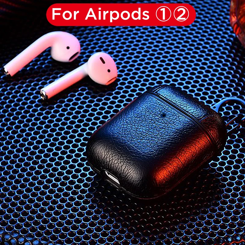 

Luxury Leather Case Cover For Airpods Shockproof Earphone Cases For Apple Airpods 2 1 For Airpod Case Shell Pouch With Hook