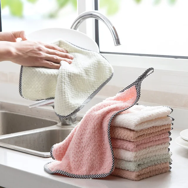 Super Absorbent Hangable Cleaning Towel Dishcloth Wiping Rag Kitchen