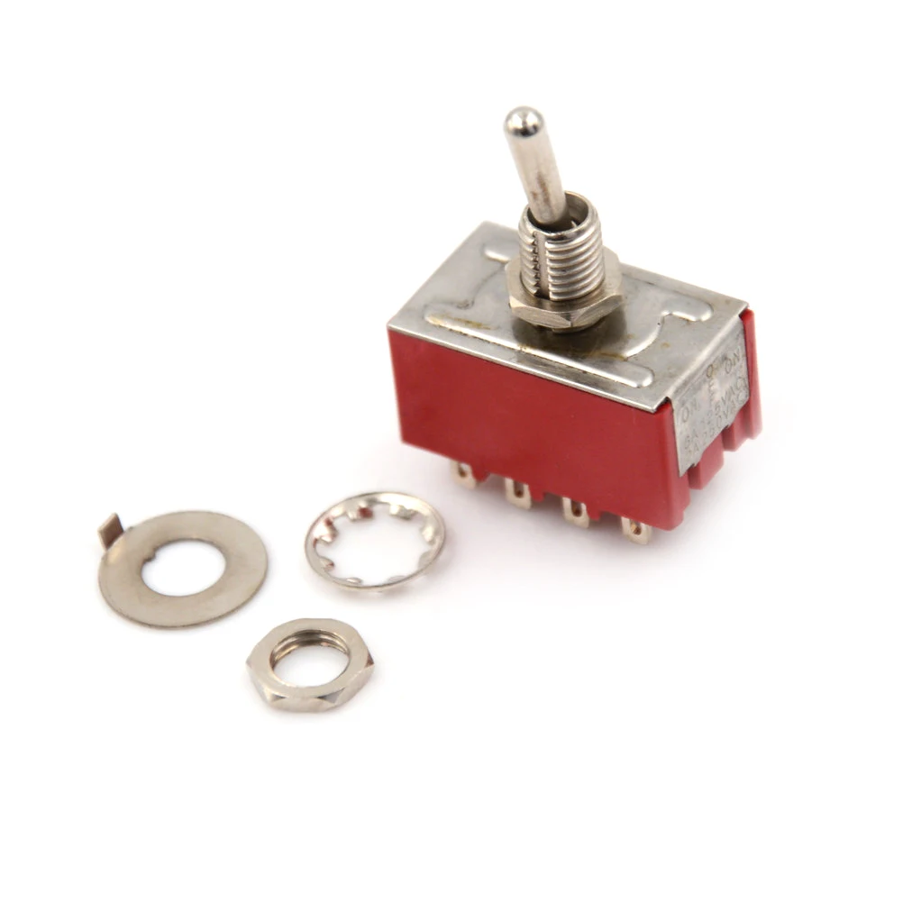 

Newest 1pcs 6A/125VAC 2A/250VAC 12 Pin 4PDT ON/ON 2 Position Red Mini Toggle Switches