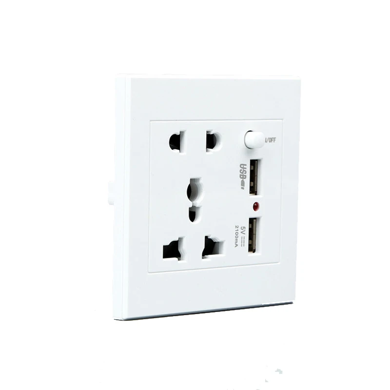

2Pcs 2.1A Dual USB Wall Socket Charger AC/DC Power Adapter Plug Outlet Panel w/Switch