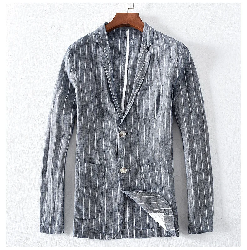 2019 Mens linen Suits with Stripe Men's Blazer Slim Fit Wedding Male Groom Tuxedos suit Prom costume homme 2019 Mens linen Suits with Stripe Men's Blazer Slim Fit Wedding Male Groom Tuxedos suit Prom costume homme